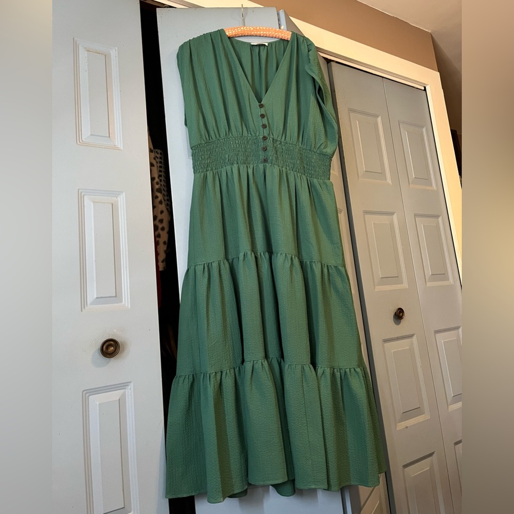Calvin Klein Forest Green maxi dress 16 ~ EUC